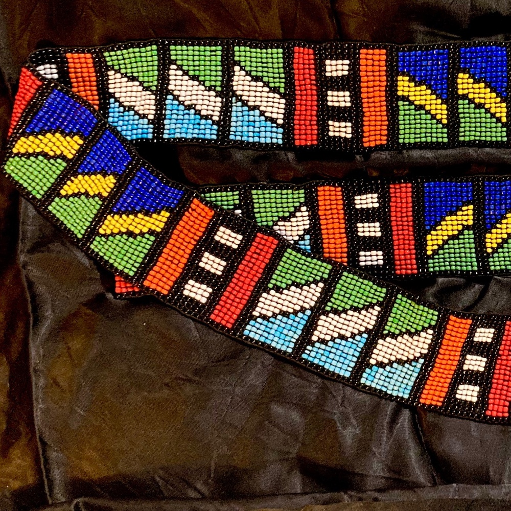 Beaded Colorful Scarf Belt Stole Sash 62” Handmade Vintage Native American?